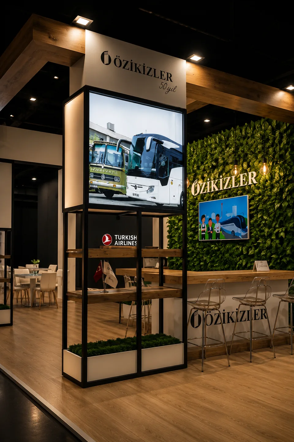 Özikizler Turizm standındaki marka ve görsel sergileme detayı